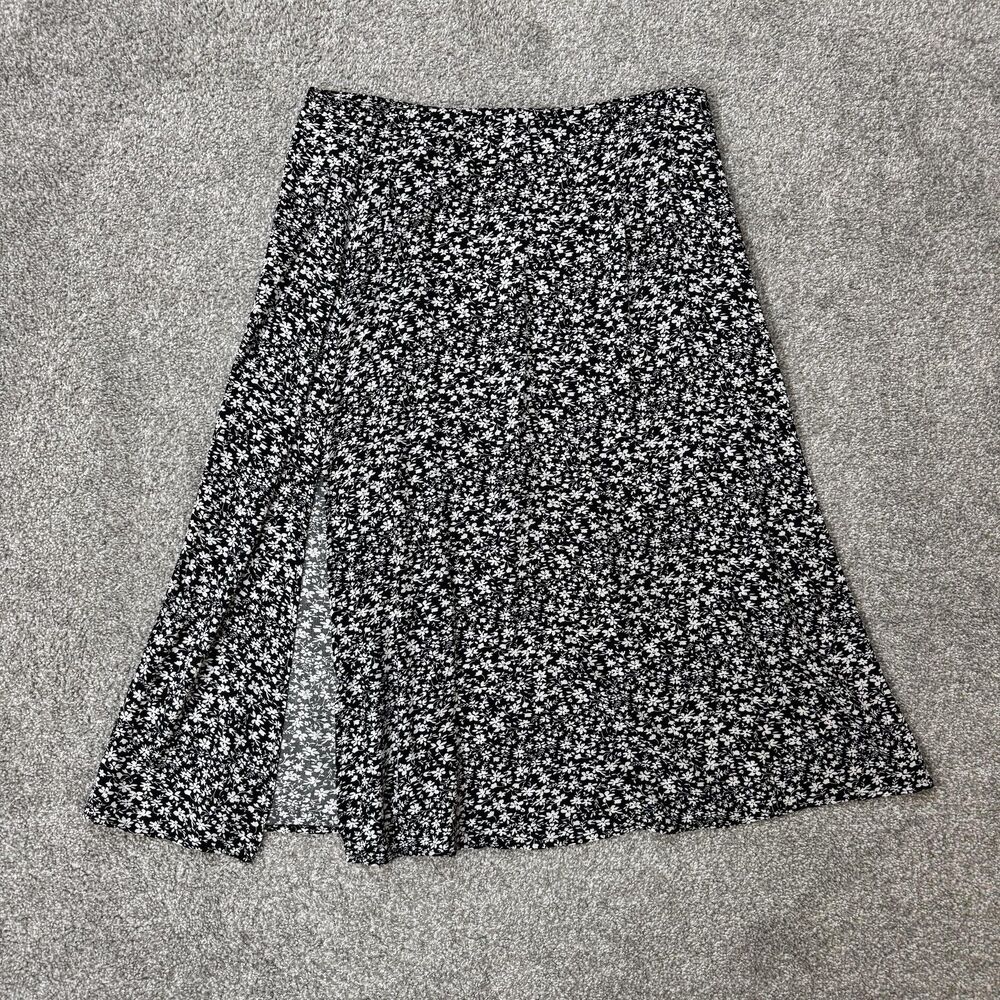 NENONA Skirt Womens Large Black Floral A-Line Midi Slit WhimsyGoth Boho Hippie